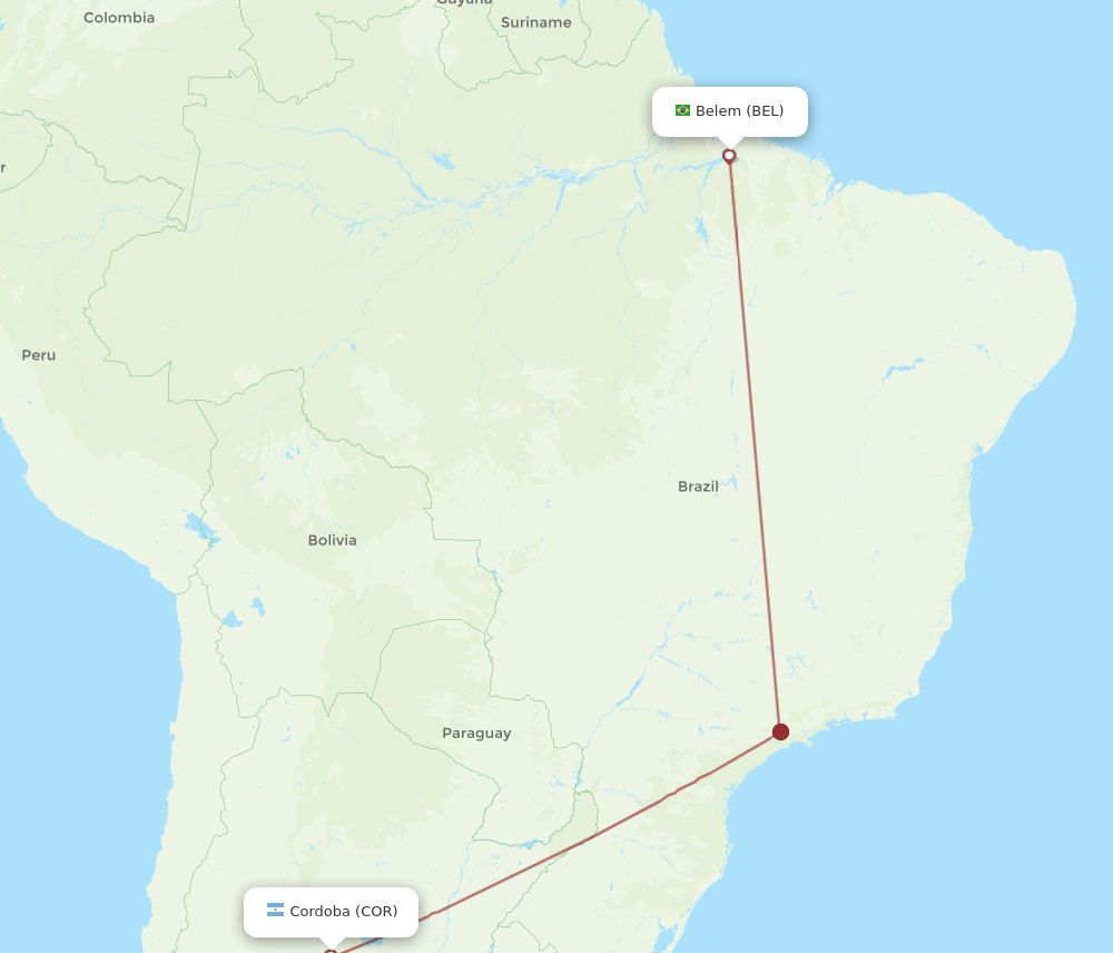 COR-BEL flight routes
