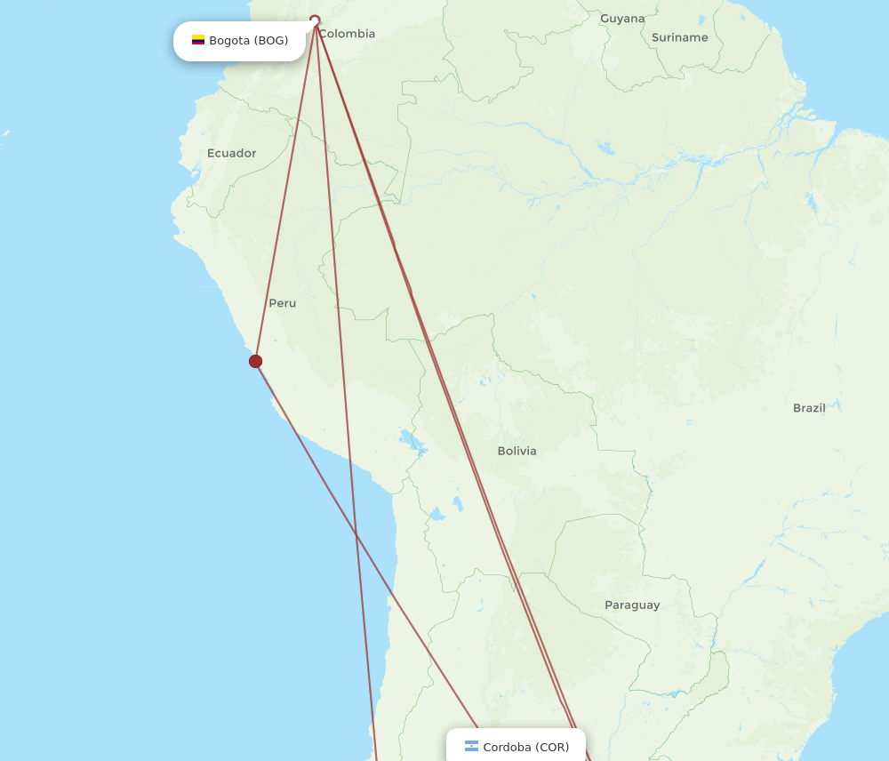 COR-BOG flight routes