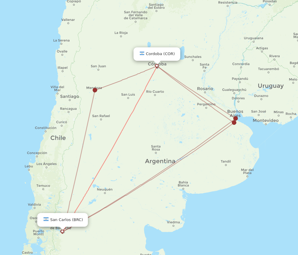 COR to BRC flights and routes map