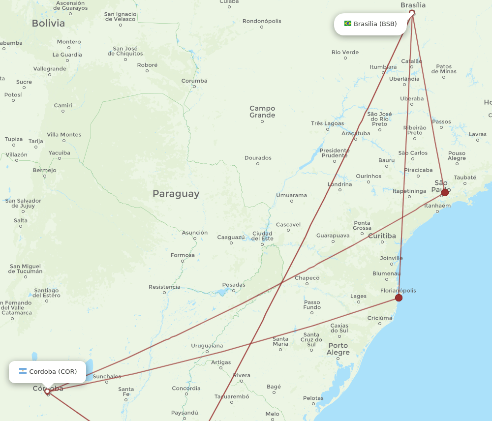 COR-BSB flight routes