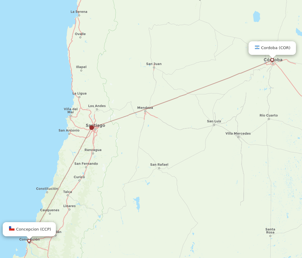 COR to CCP flights and routes map