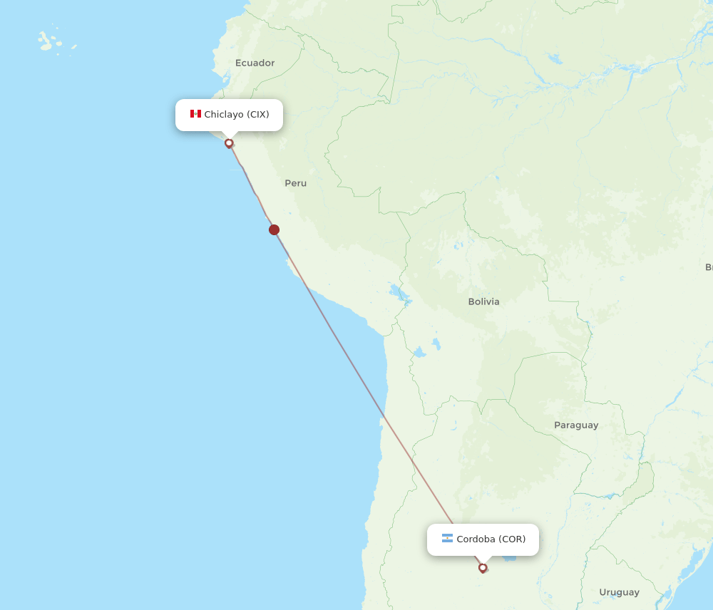 COR to CIX flights and routes map