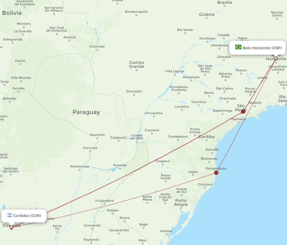 COR-CNF flight routes