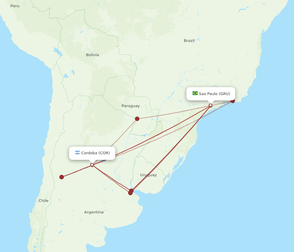 COR-GRU flight routes