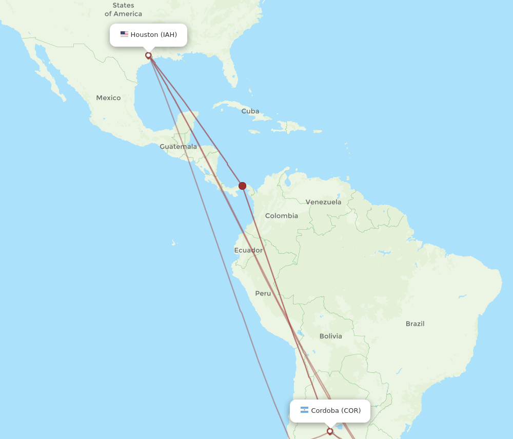 COR-IAH flight routes