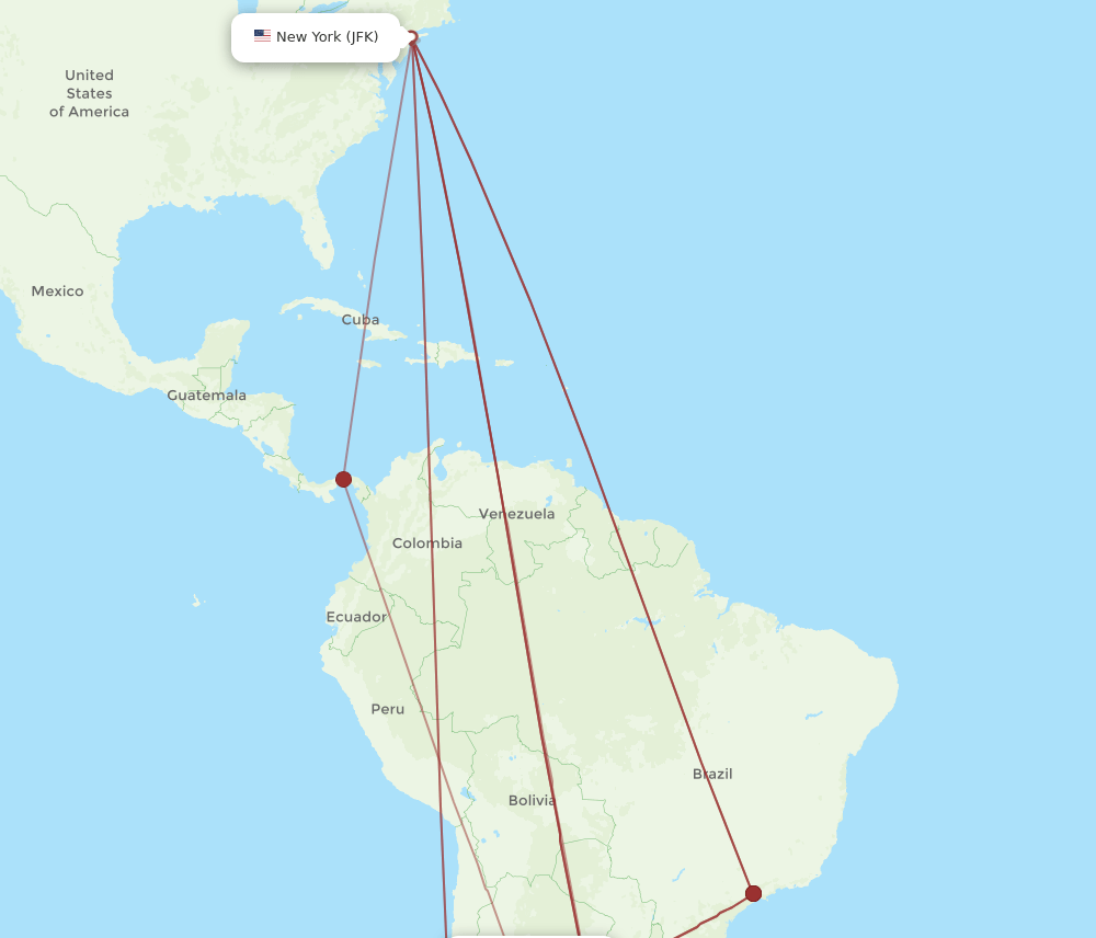 COR-JFK flight routes