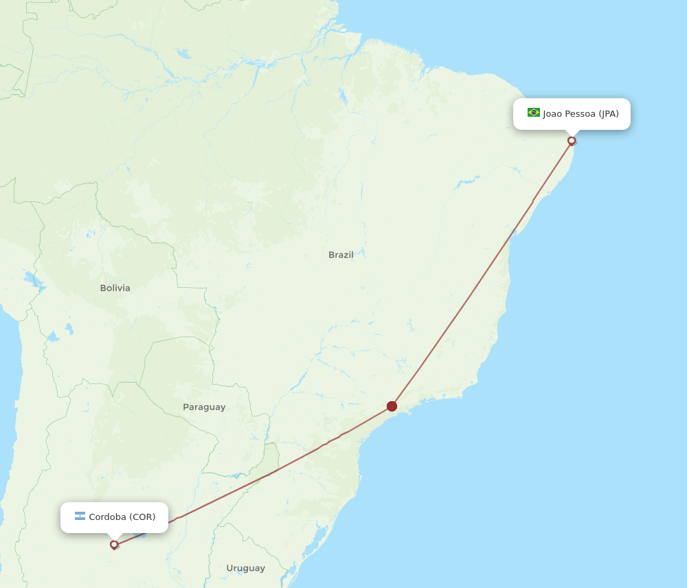 COR-JPA flight routes