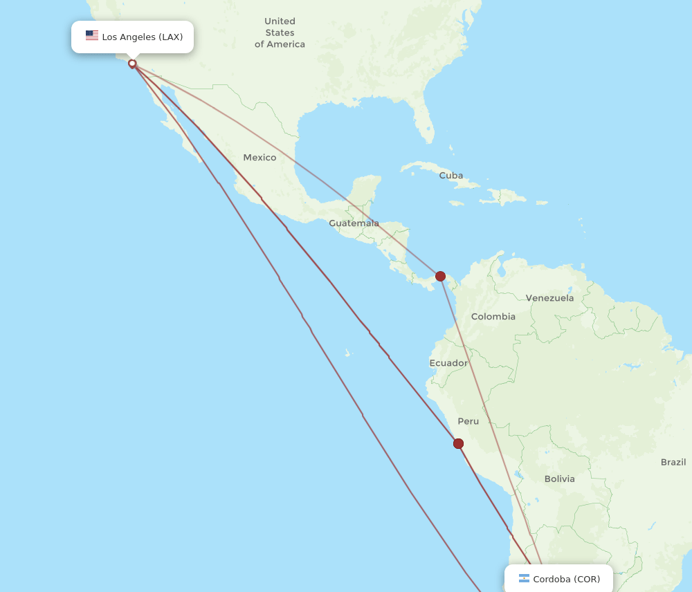 COR-LAX flight routes