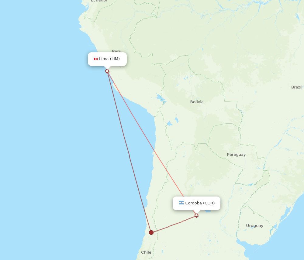COR to LIM flights and routes map