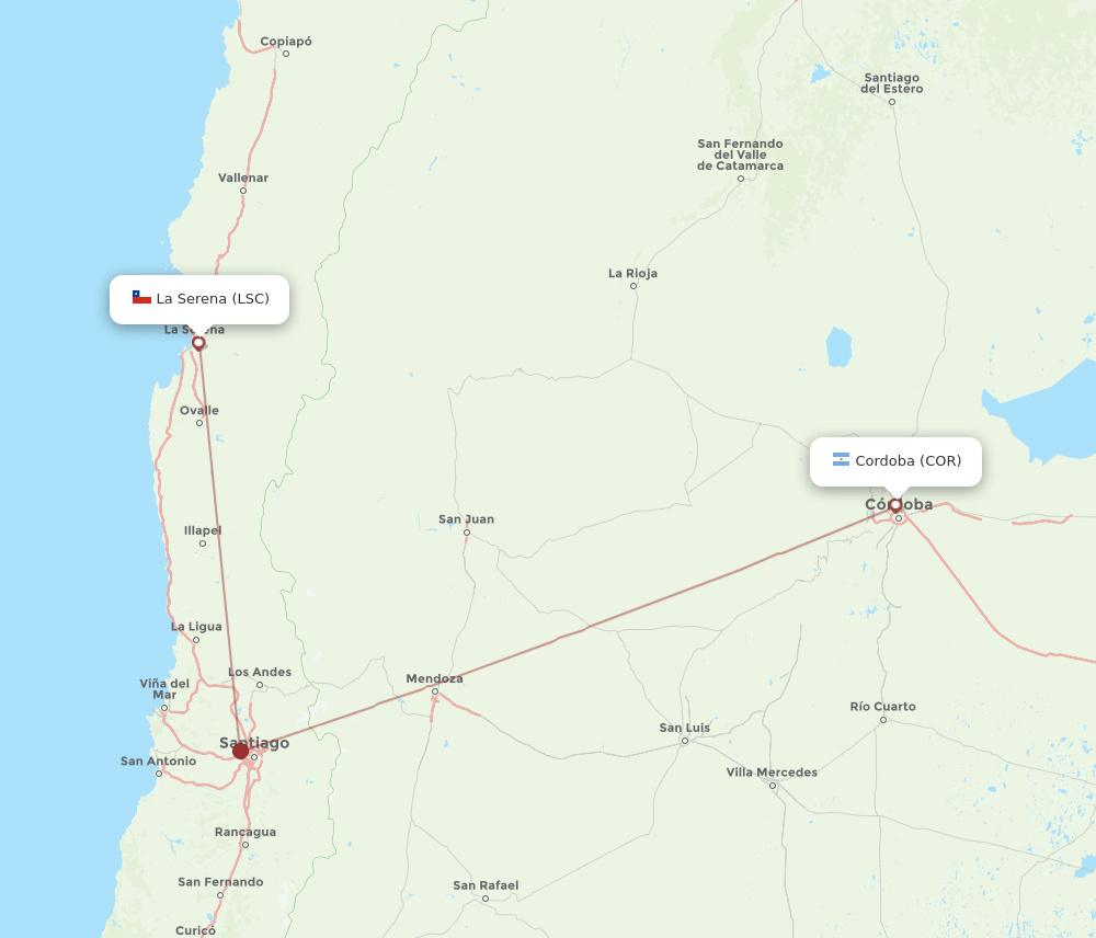 COR-LSC flight routes