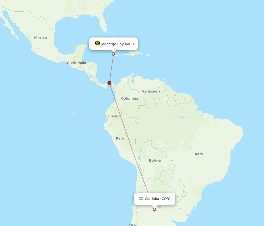 COR-MBJ flight routes