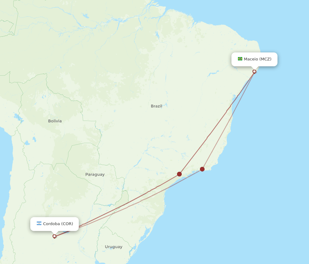 COR-MCZ flight routes