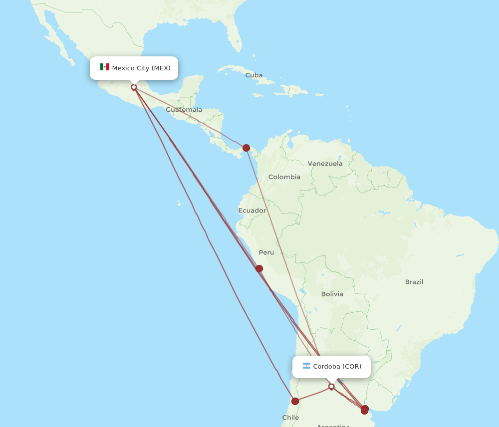 COR-MEX flight routes