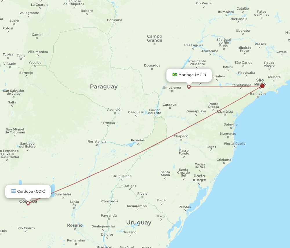 COR-MGF flight routes