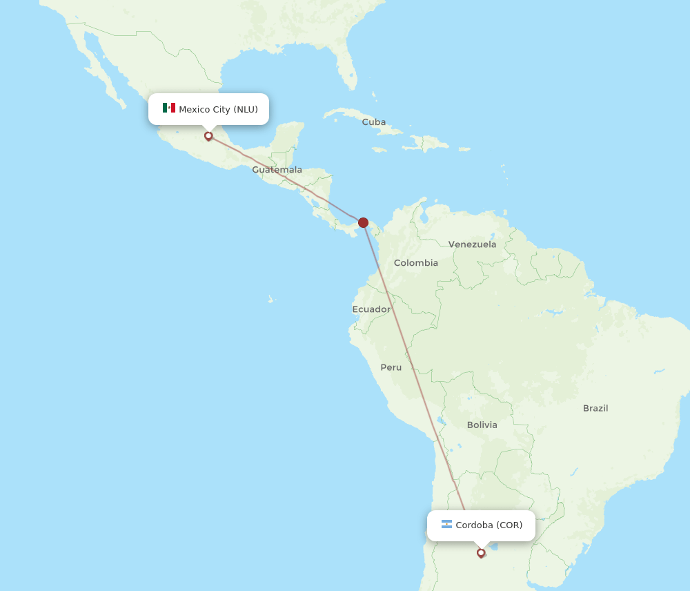 COR to NLU flights and routes map