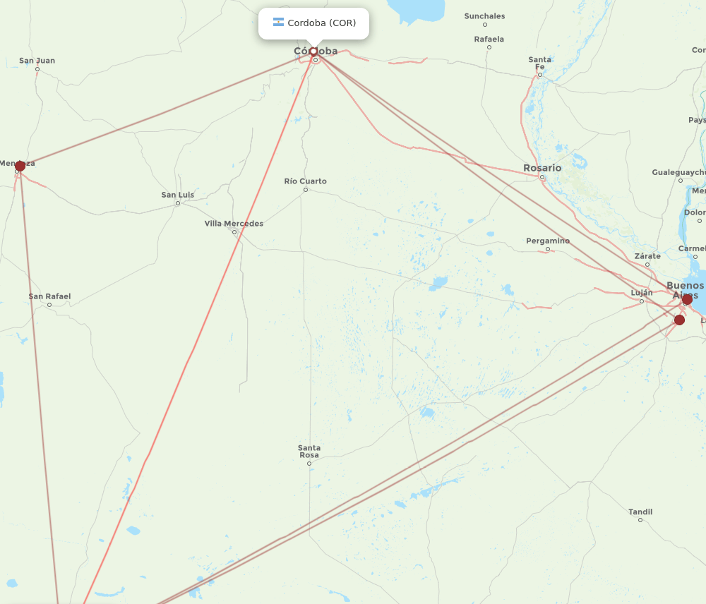 COR to NQN flights and routes map