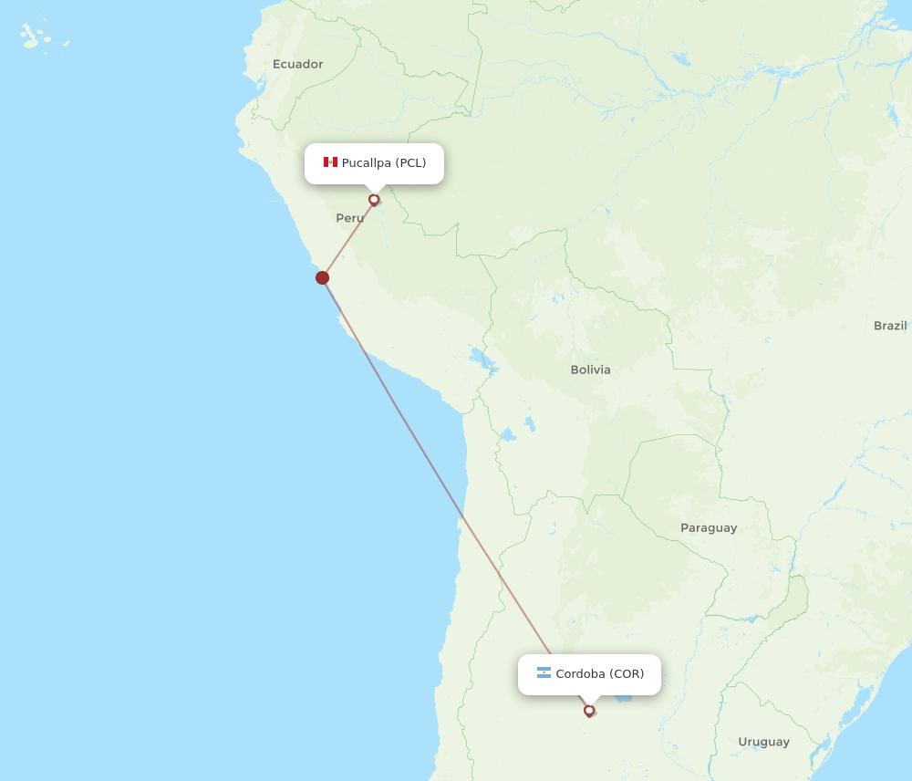 COR to PCL flights and routes map