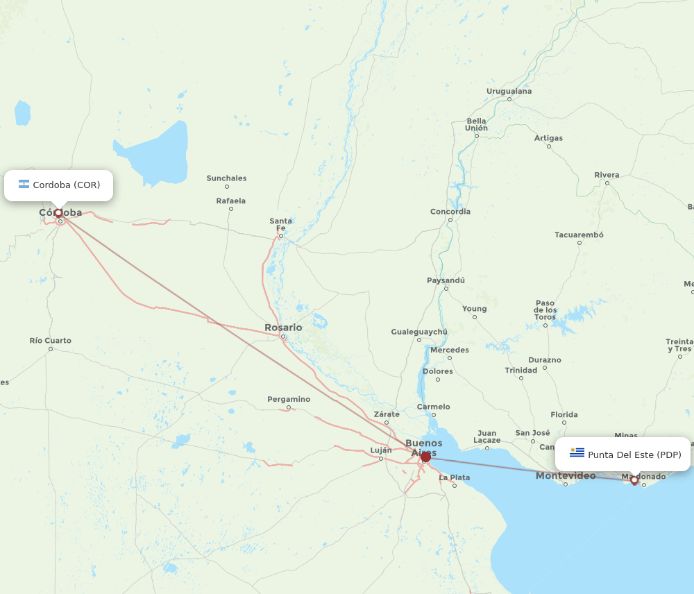 COR to PDP flights and routes map