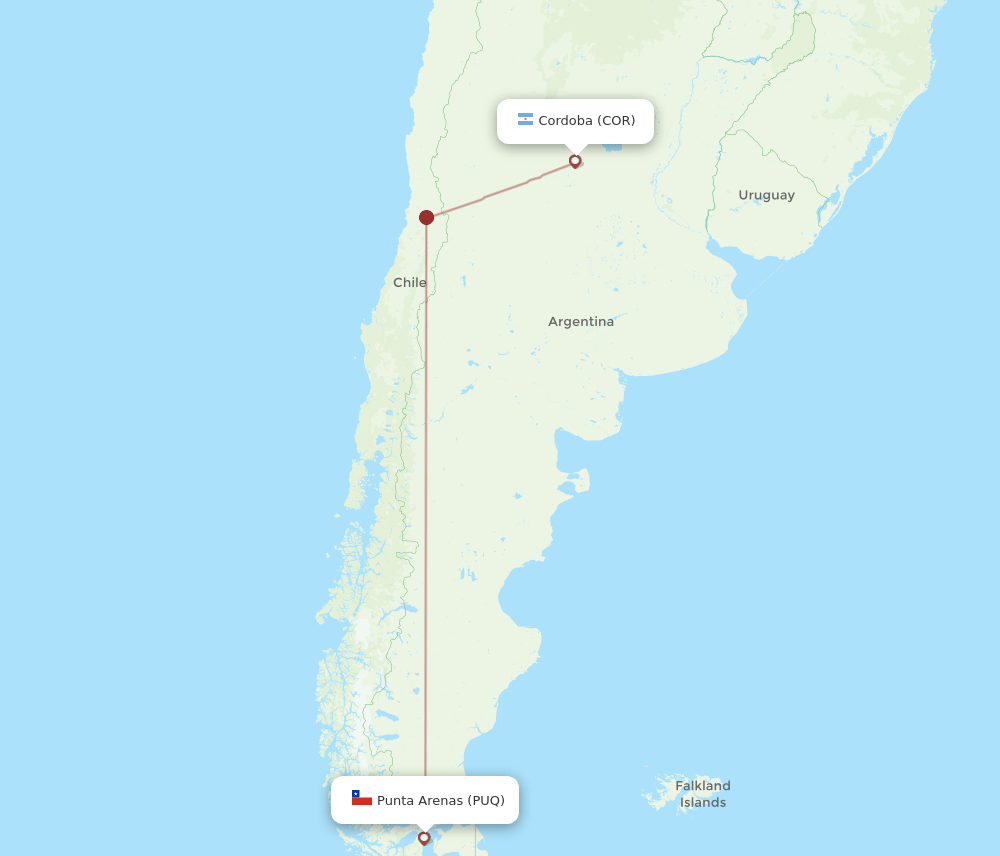 COR-PUQ flight routes