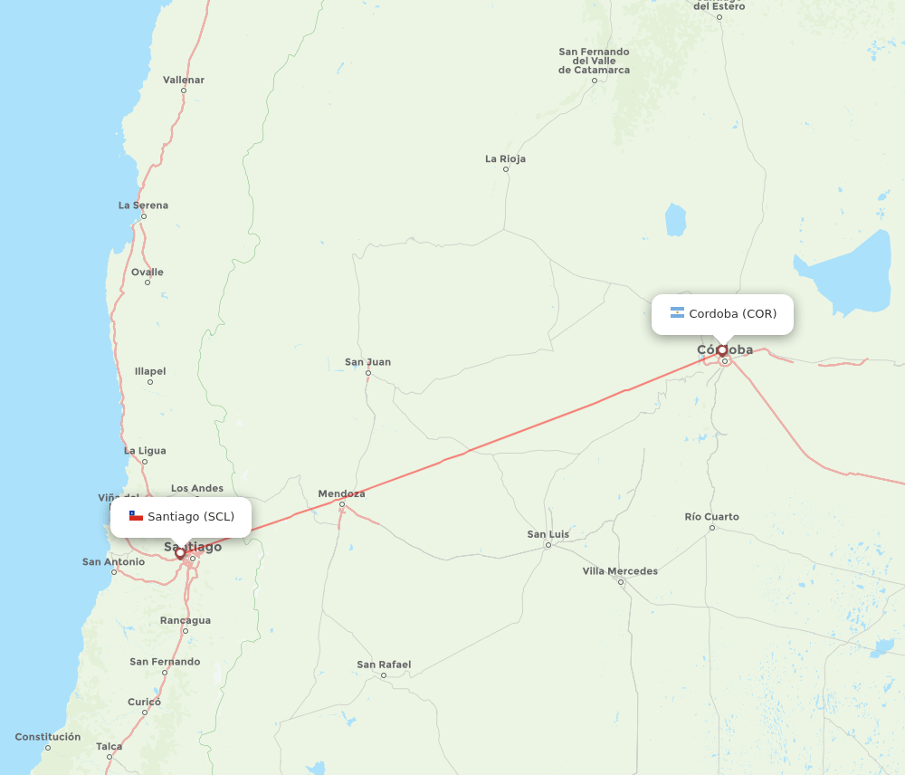 COR-SCL flight routes