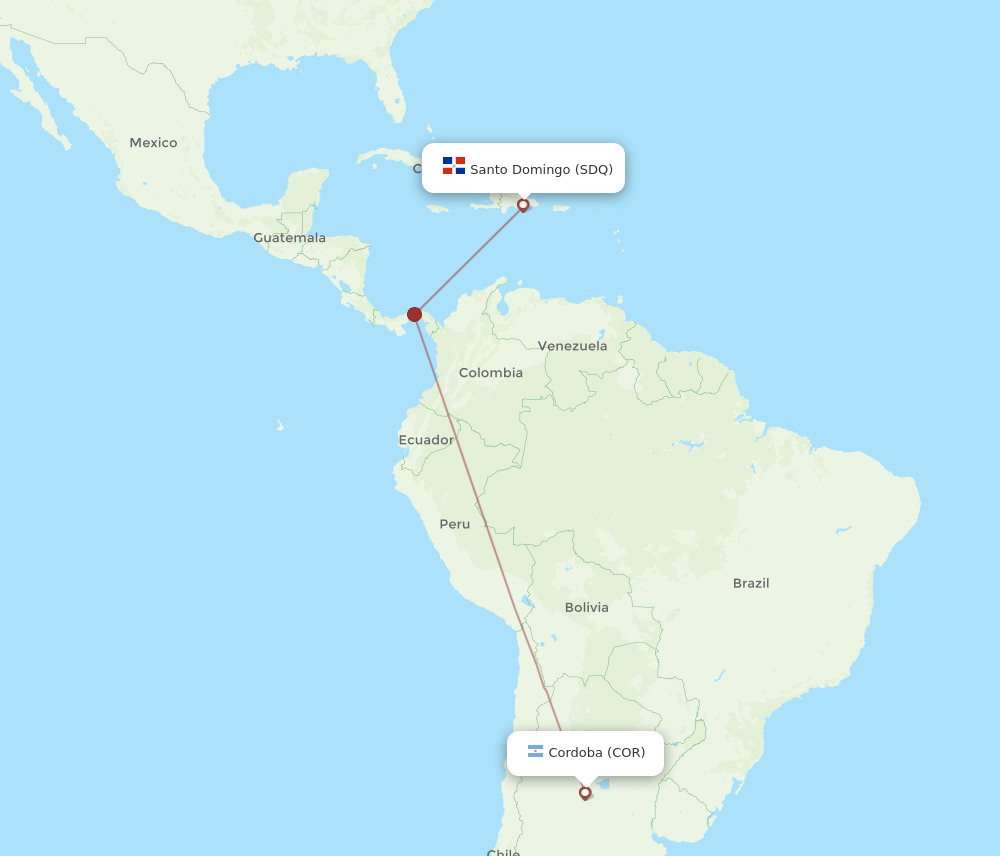 COR-SDQ flight routes