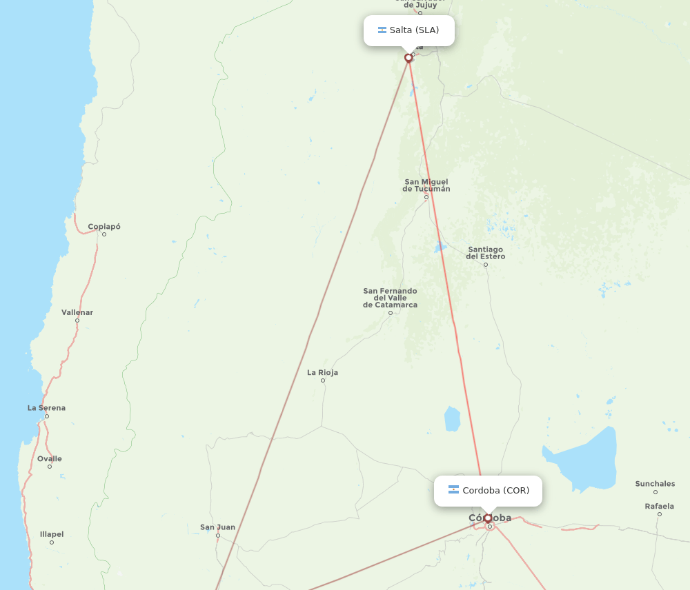 COR to SLA flights and routes map