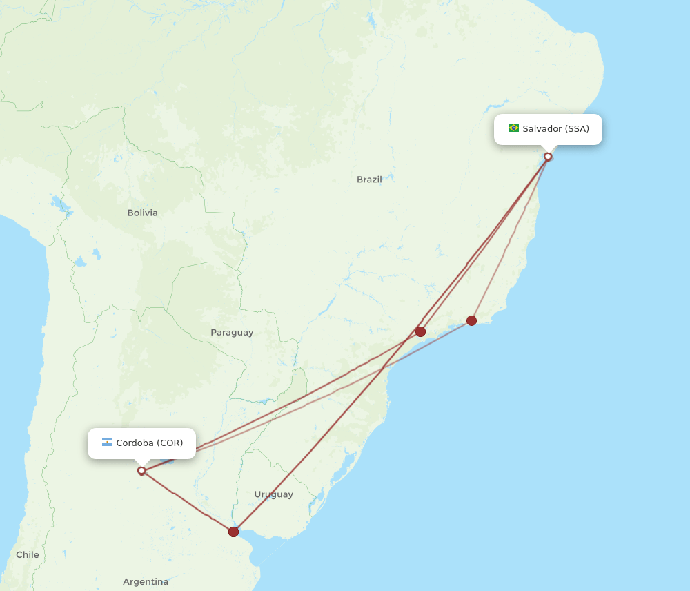 COR-SSA flight routes