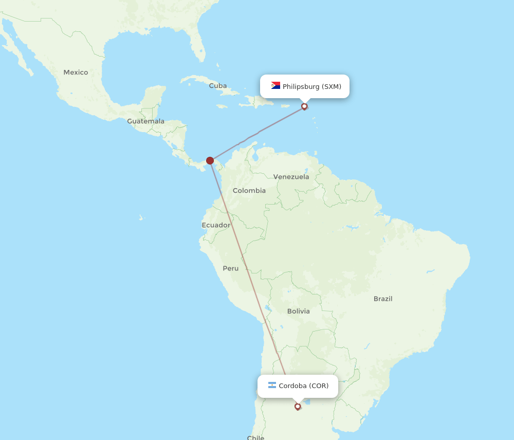 COR-SXM flight routes