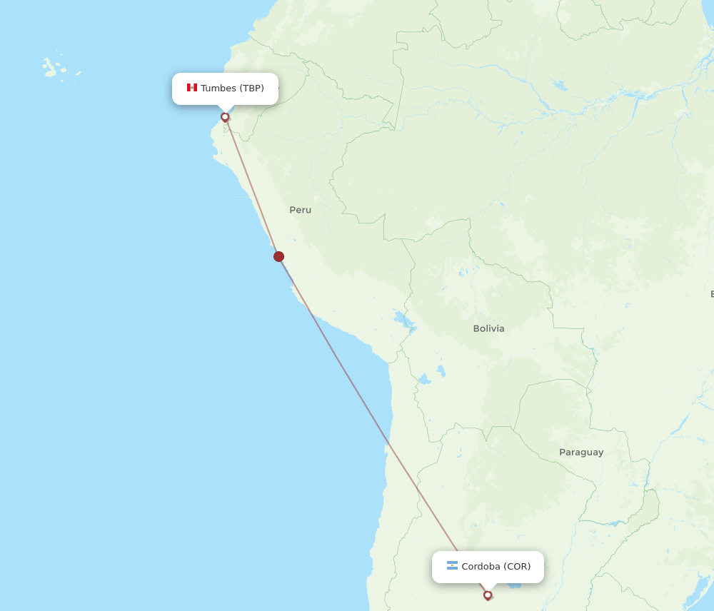 COR-TBP flight routes