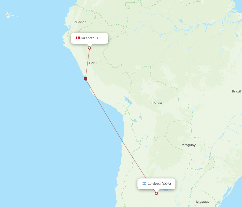 COR to TPP flights and routes map