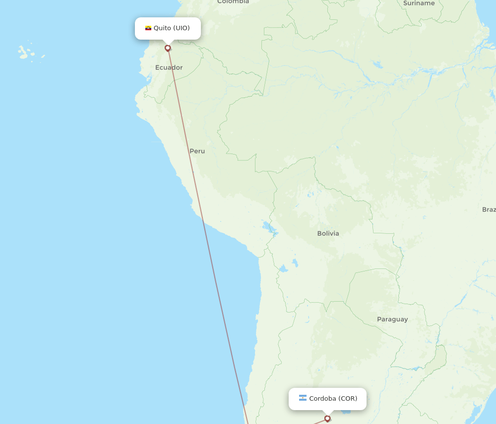 COR-UIO flight routes
