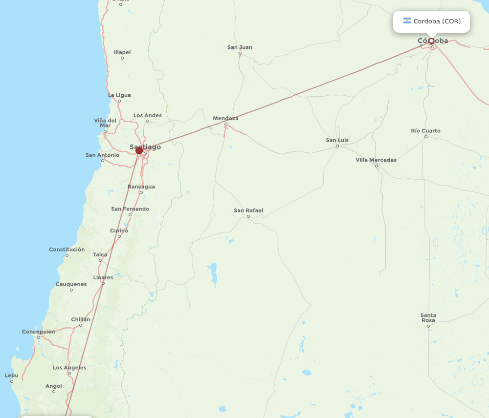 COR-ZCO flight routes