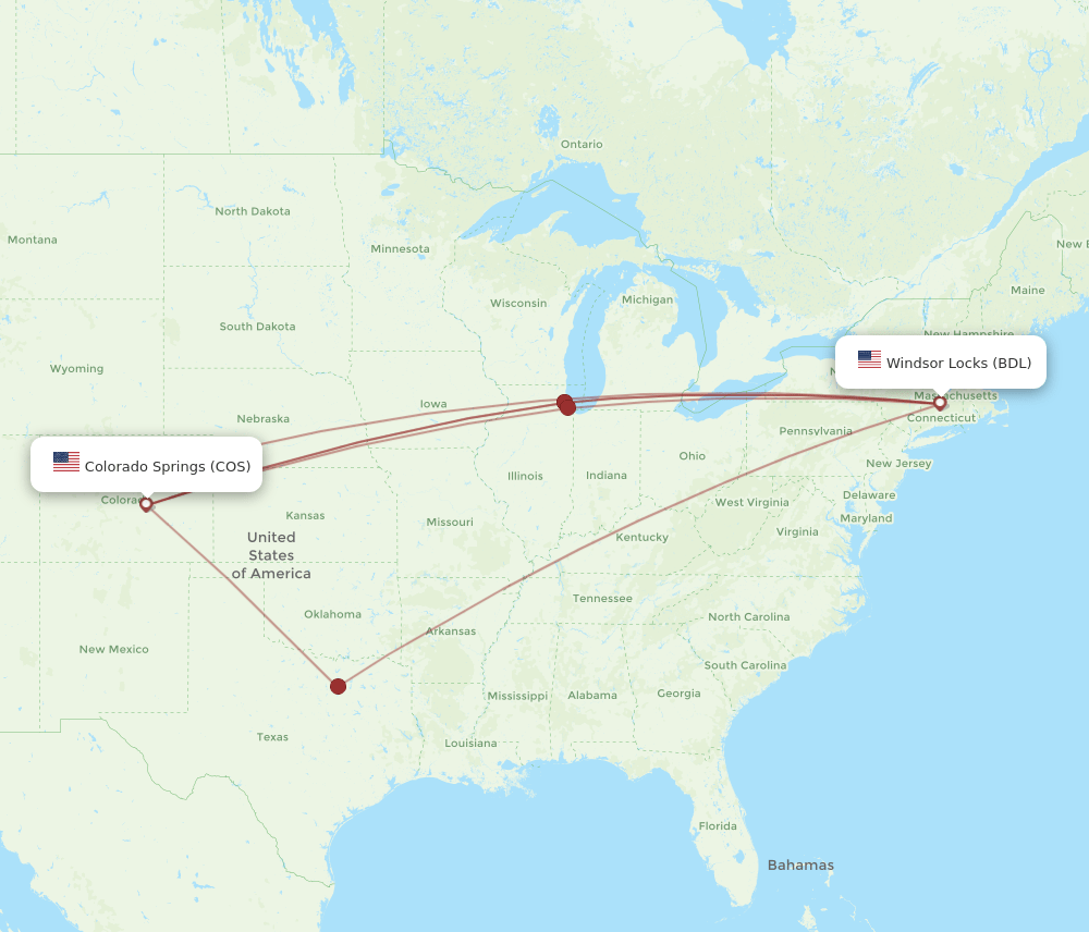COS-BDL flight routes