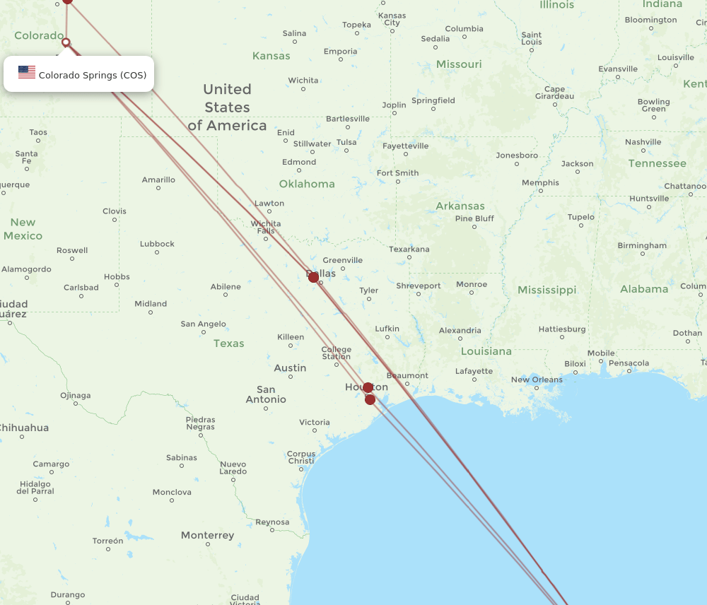 COS-CUN flight routes
