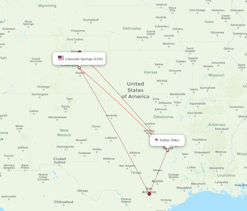 COS-DAL flight routes