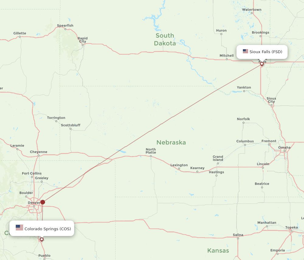 COS-FSD flight routes