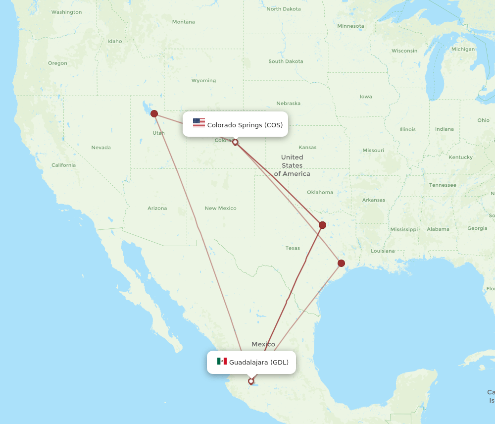 COS-GDL flight routes