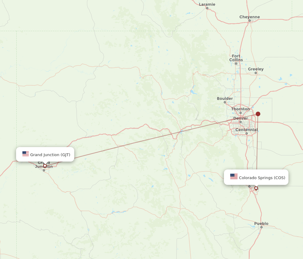 COS to GJT flights and routes map