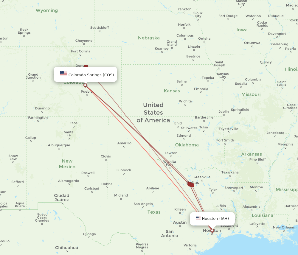 COS-IAH flight routes