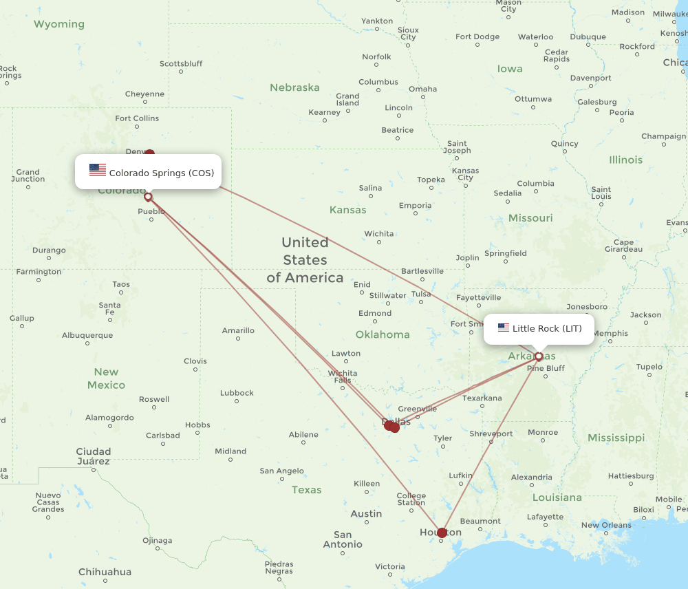 COS-LIT flight routes