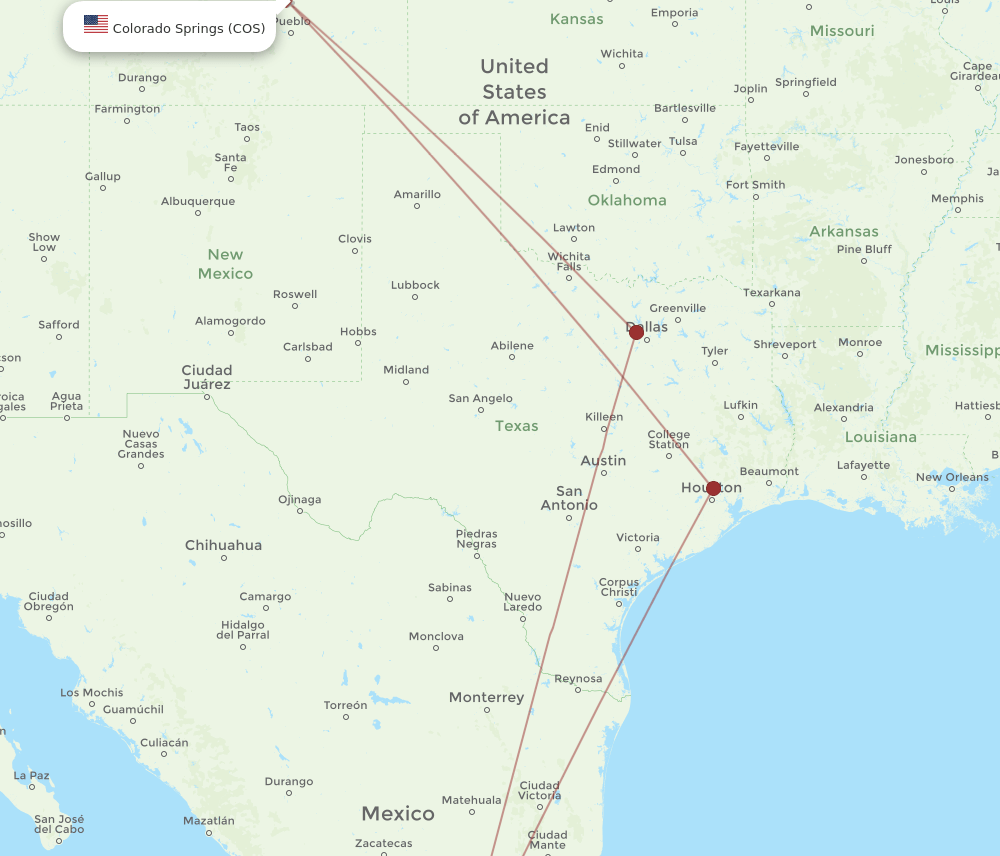 COS to MLM flights and routes map