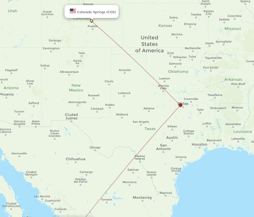 COS-MZT flight routes