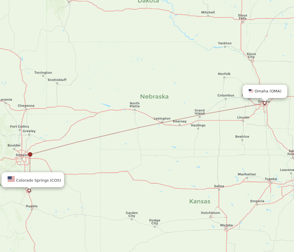 COS-OMA flight routes