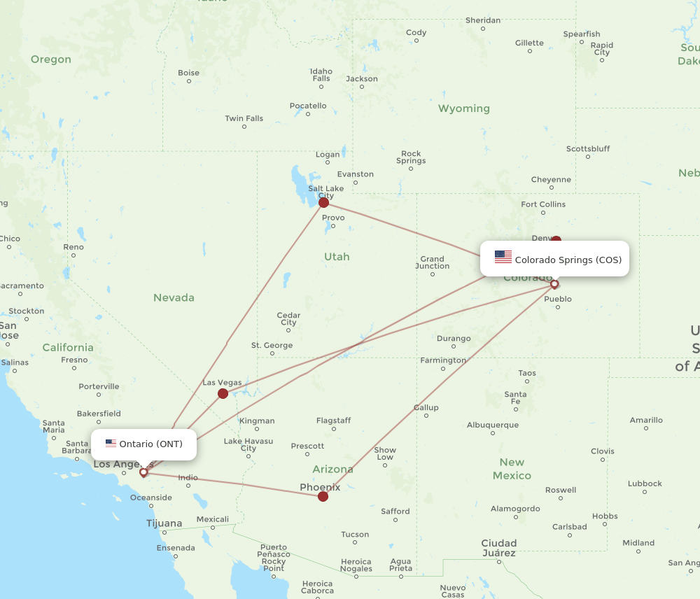 COS-ONT flight routes
