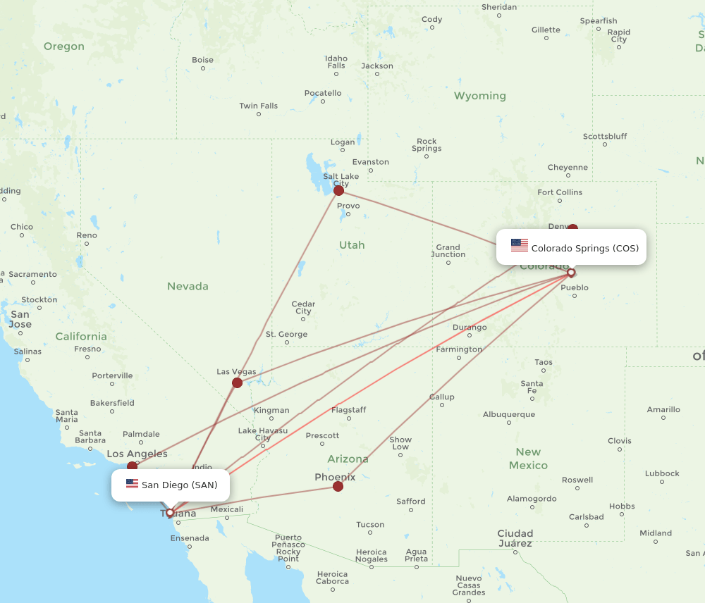 COS-SAN flight routes