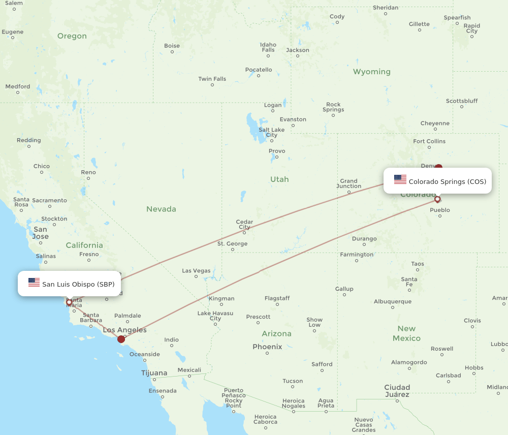 COS to SBP flights and routes map