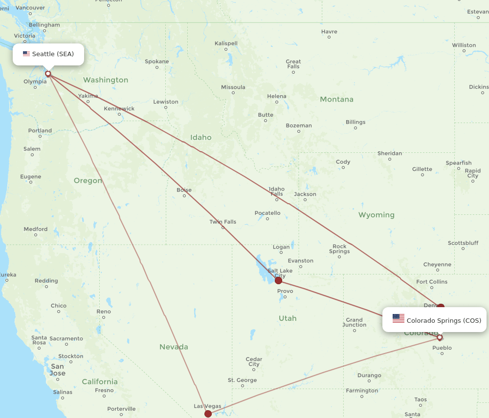 COS-SEA flight routes