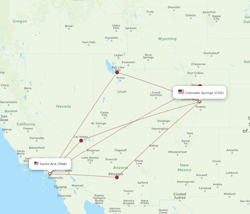 COS-SNA flight routes