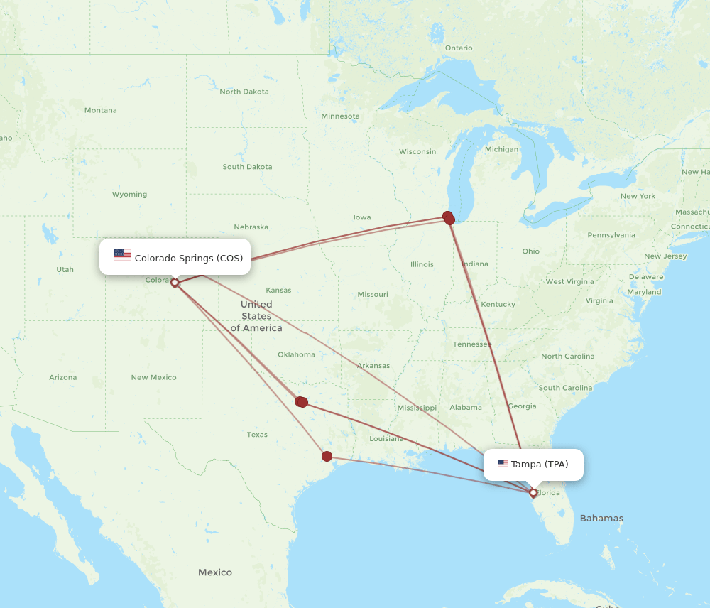 COS-TPA flight routes