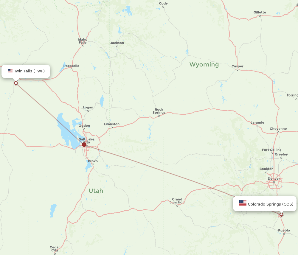 COS-TWF flight routes